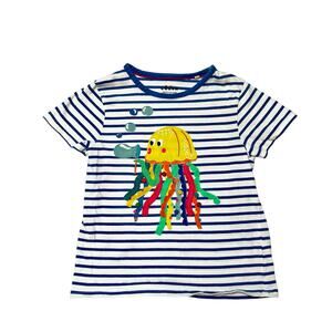 Mini Boden Jellyfish Appliqué Striped Shirt Size 9/10